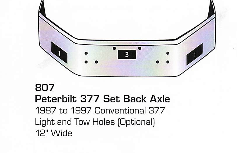 1987-1997 Peterbilt 377 Set Back Axle Bumper (Light + Tow Holes)