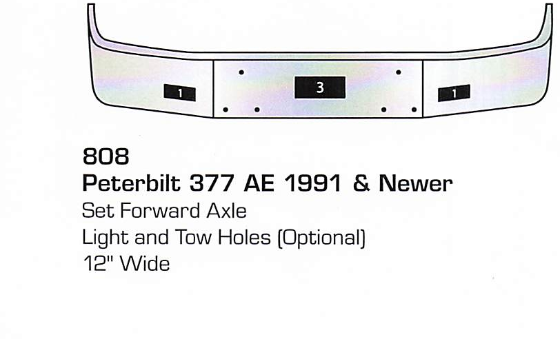 1991 &amp; newer Peterbilt 377 Set Forward Axle Bumper (Light + Tow Holes)