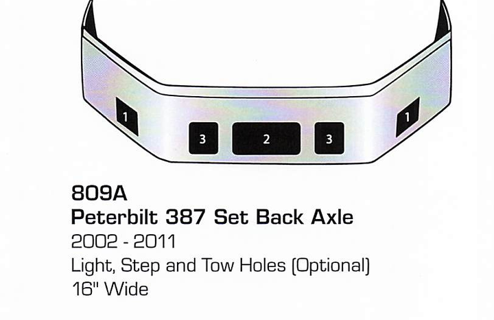 2002-2011 Peterbilt 387 Set Back Axle Bumper (Light + Step + Tow Holes)