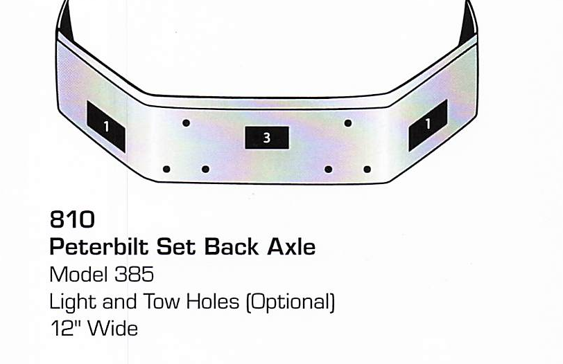 Peterbilt 385 Set Back Axle Bumper (Light + Tow Holes)