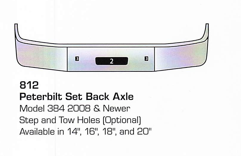 2008 &amp; newer Peterbilt 384 Set Back Axle Bumper (Step + Tow Holes)