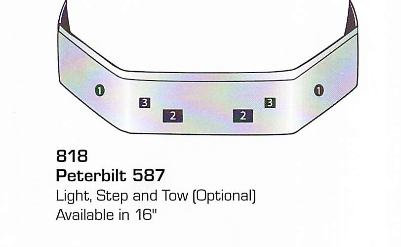Peterbilt 587 Set Back Axle Bumper (Light + Step + Tow Holes)