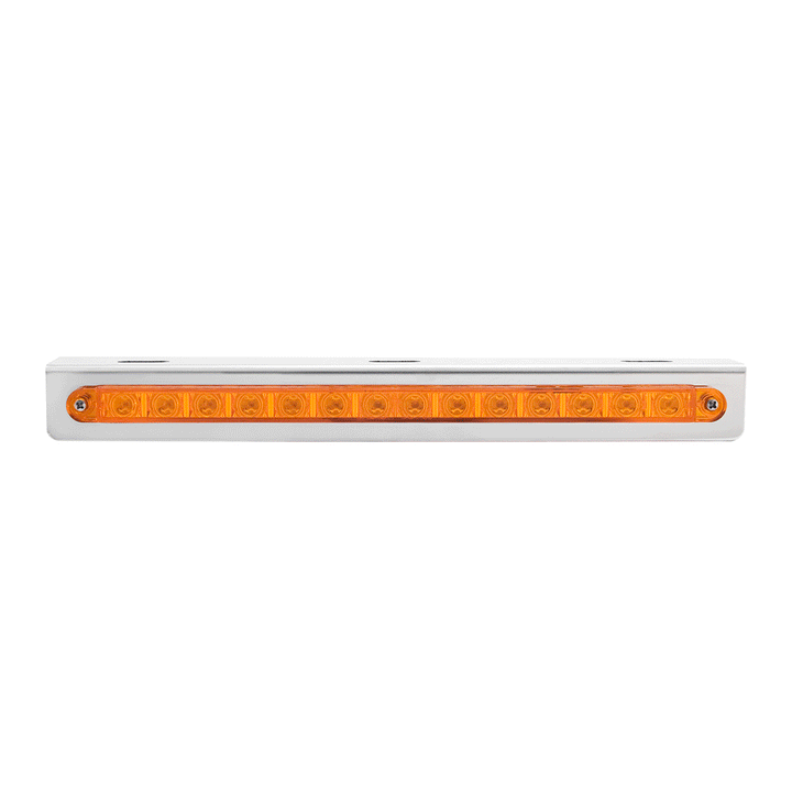 Stainless Light Bracket With 14 LED 12" Sequential Light Bar (Left to Right) - Amber LED/Amber Lens