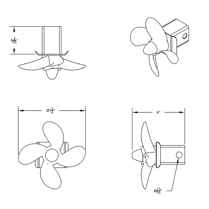 Spinning Propeller Hitch Cover For 2" x 2" Trailer Hitch Receivers