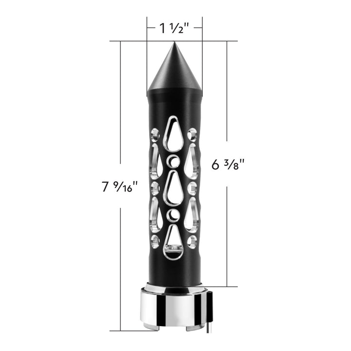 Thread-On Brooklyn Style Spike Gearshift Knob With LED 9/10 Speed Adapter - Matte Black/Red LED