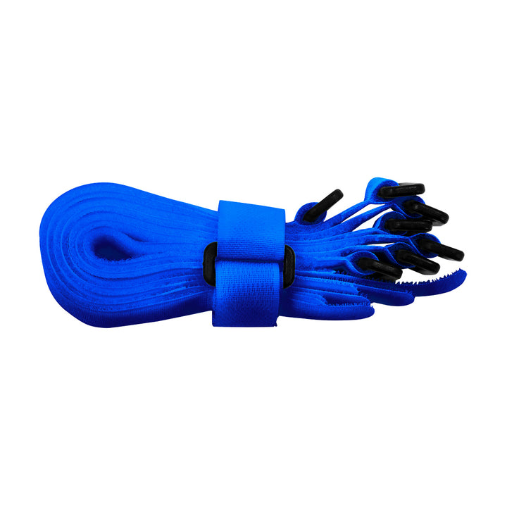 8" x 3/4" Blue Hook &amp; Loop Velcro Strip - Tie Fasteners with Buckle (8-Pack)