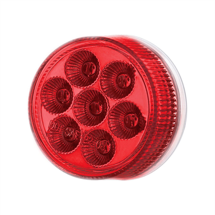 7 LED 2" Round Double Fury Light (Clearance/Marker) - Red &amp; White LED/Clear Lens