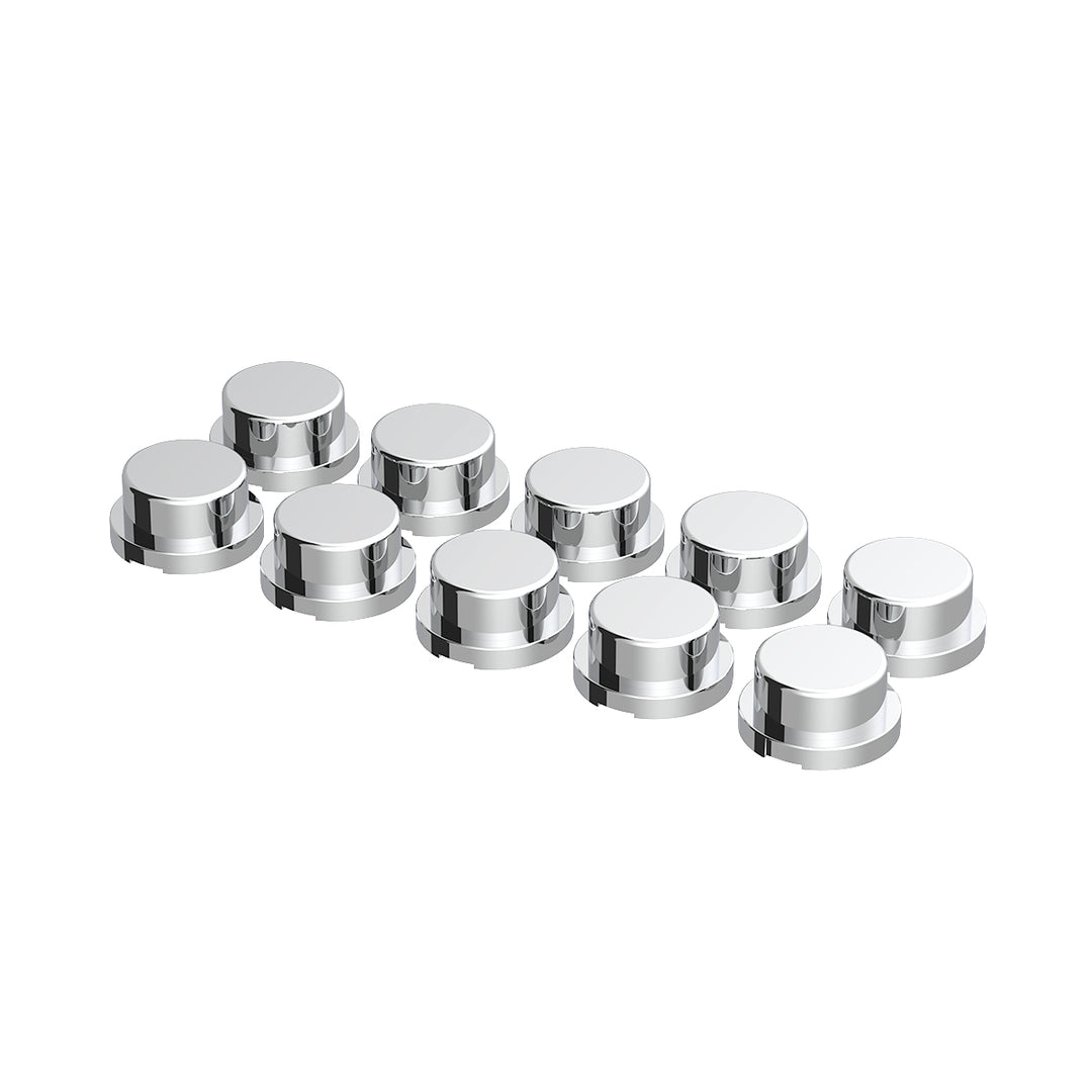 3/4" x 5/8" Chrome Plastic Flat Top Nut Covers - Push-On (10-Pack)