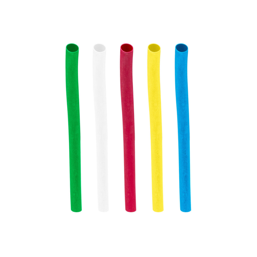 Assorted 1/8" Blue,Clear,Green,Red,Yellow Heat Shrink Tubing, 4" Long (10-Pack)
