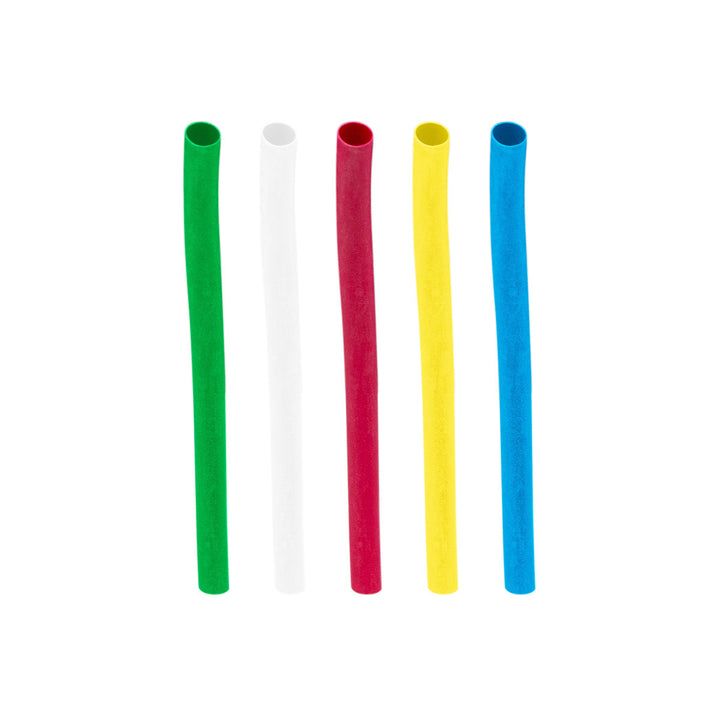 Assorted 1/8" Blue,Clear,Green,Red,Yellow Heat Shrink Tubing, 4" Long (10-Pack)