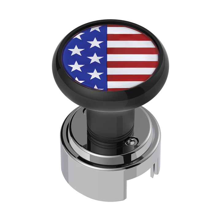 Thread-On Gearshift Knob With 13/15/18 Speed Adapter &amp; USA Flag Sticker - Black