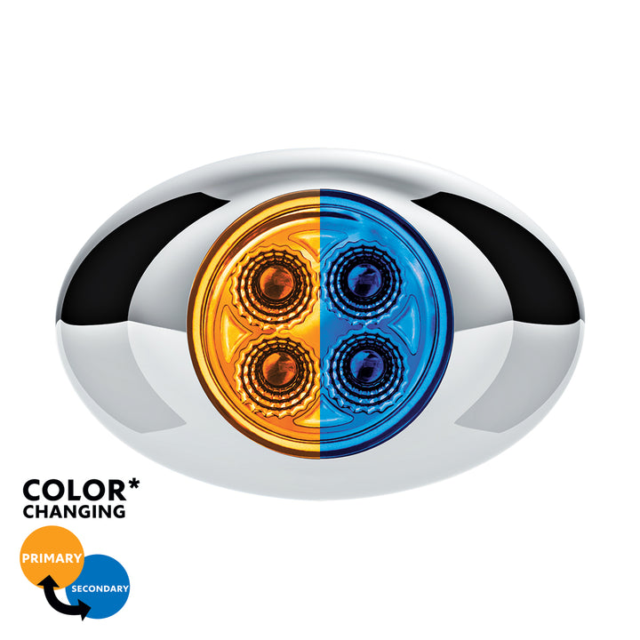 4 LED Double Fury Light (Clearance/Marker) - Amber &amp; Blue LED/Clear Lens