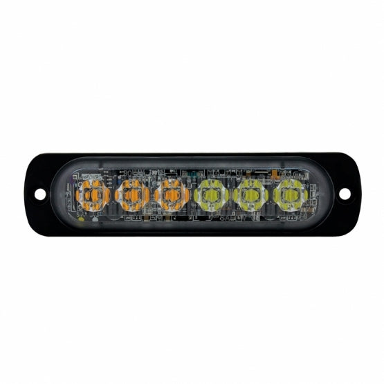 6 High Power LED Super Thin Directional Warning Light - Amber &amp; White LED (Bulk)