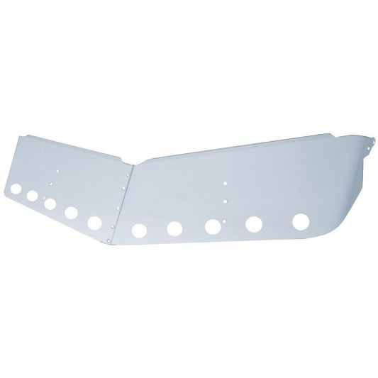 13" Stainless Low Roof Drop Sunvisor With Eight 2" Light Cutouts For Peterbilt (2004+)