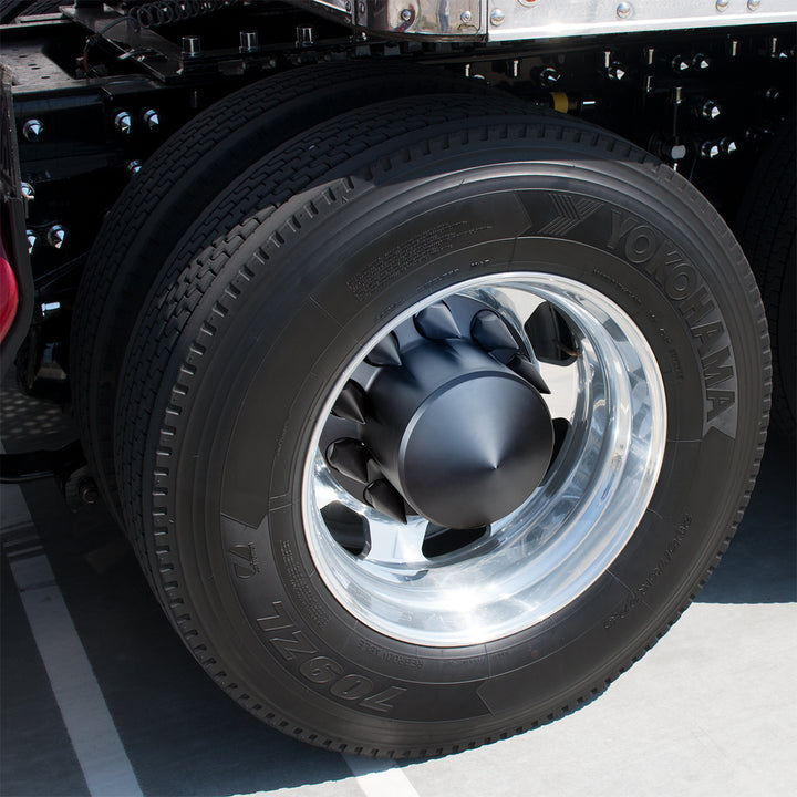 Pointed Axle Cover Combo Kit With 33mm Spike Thread-On Nut Covers &amp; Nut Cover Tool - Matte Black