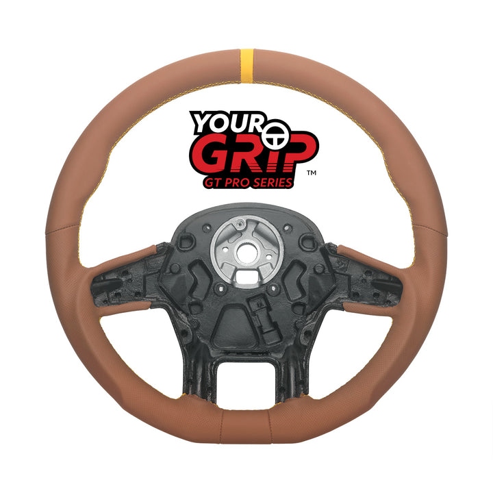 18" YourGrip GT PRO Leather Steering Wheel For 2012-2021 Peterbilt 579 &amp; 2013-2021 Kenworth T680 - Brown