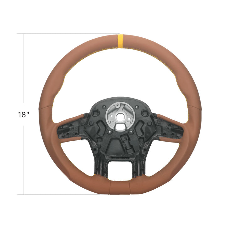 18" YourGrip GT PRO Leather Steering Wheel For 2012-2021 Peterbilt 579 &amp; 2013-2021 Kenworth T680 - Brown