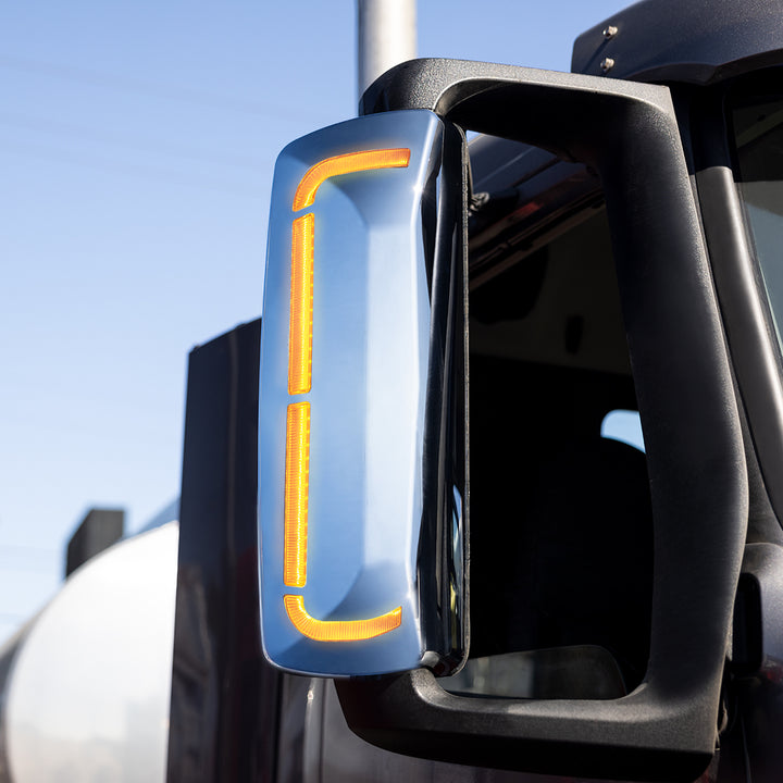 59 LED Chrome Mirror Cover With Sequential LED For 2012-2024 Volvo VNL - Passenger