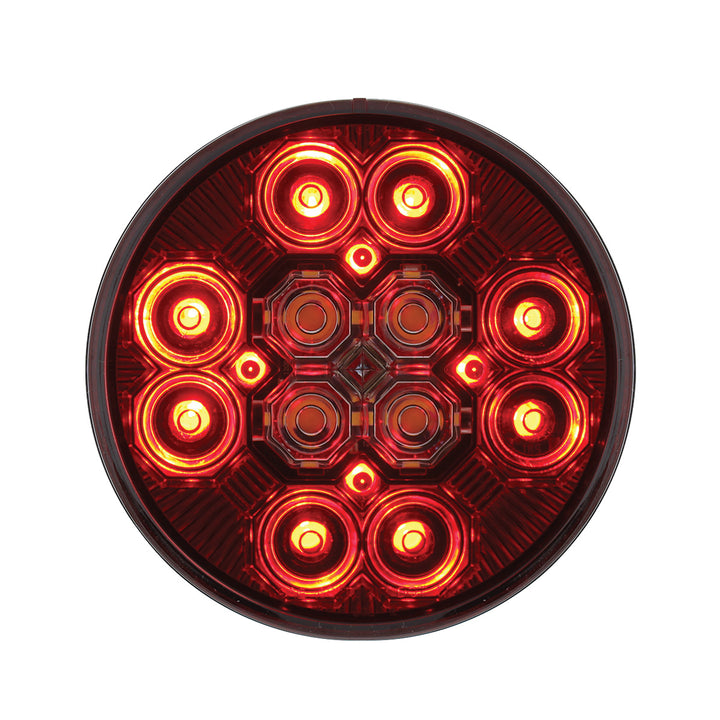 4" Round Combo Light With 12 LED Stop, Turn &amp; Tail &amp; 16 LED Back-Up - Red LED/Red Lens