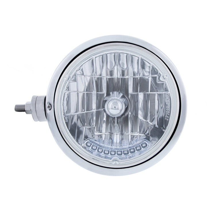 Chrome Guide 682-C Style Headlight Assembly W/Crystal Lens &amp; 10 LEDs Position Light - L/H (Horizontal Mount)