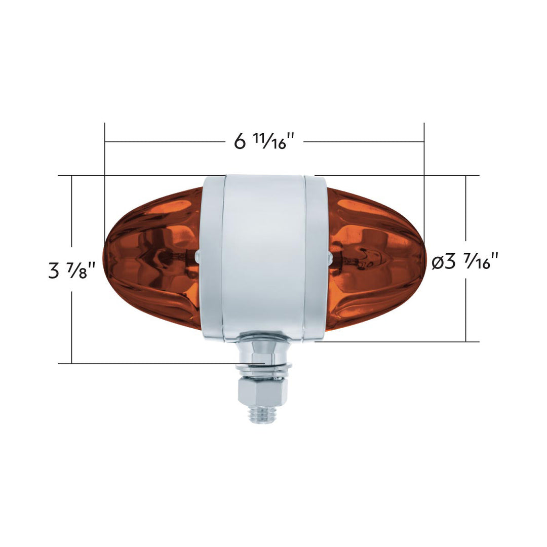 Chrome Double Face Housing With 2 Watermelon Glass Lens - Dark Amber