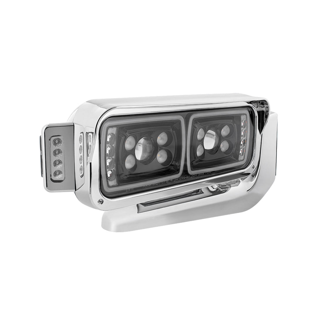 10 High Power LED "Blackout" Projection Headlight Assembly W/Mounting Arm &amp; Turn Signal Side Pod - Passenger Side