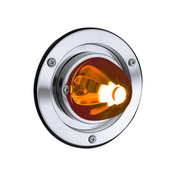 Dual Function Glass Watermelon Sleeper Bunk Kit With 304 Stainless Steel Bezel &amp; LED Bulb - Dark Amber Lens/Amber LED