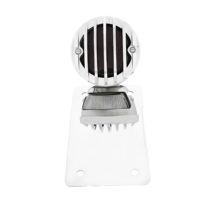 Motorcycle LED "Bobber" Style Vertical Tail Light With Chrome Grille Bezel - Smoke Lens