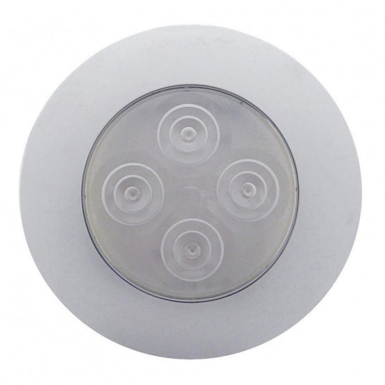 4 LED 1-3/4" Dome Light 3" Round Bezel - White LED/Clear Lens