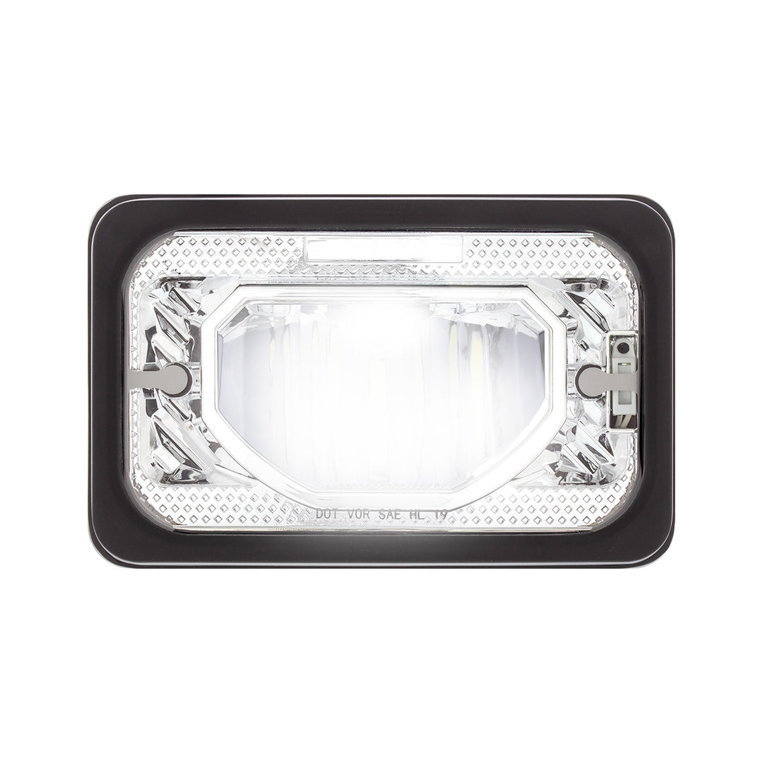 ULTRALIT - Heated 4" x 6" LED Headlight With Glass Lens &amp; Aluminum Housing - Low Beam - Chrome