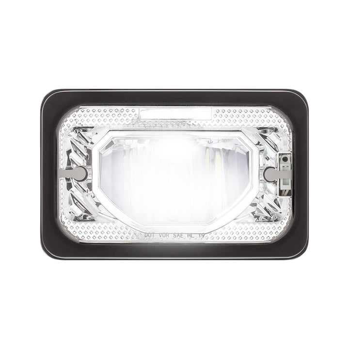 ULTRALIT - Heated 4" x 6" LED Headlight With Glass Lens &amp; Aluminum Housing - Low Beam - Chrome
