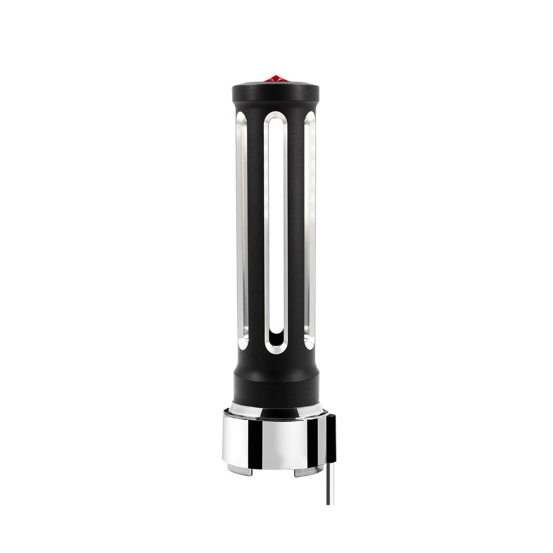 Thread-On Matte Black Sonoma Style Gearshift Knob With LED 9/10 Speed Adapter - Red Crystal/Red LED