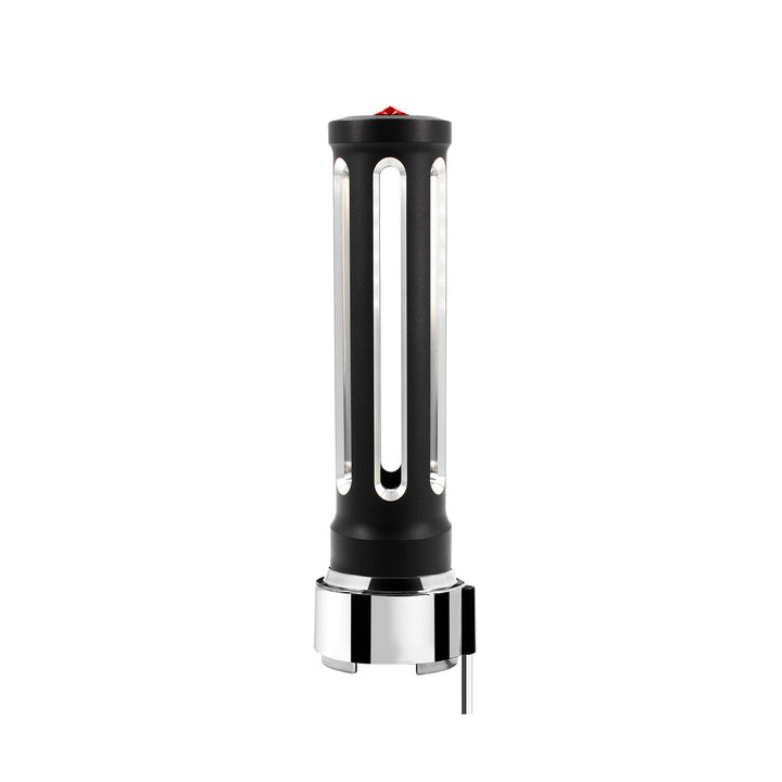 Thread-On Matte Black Sonoma Style Gearshift Knob With LED 9/10 Speed Adapter - Red Crystal/Red LED