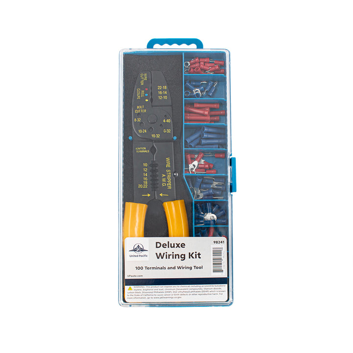Deluxe Wiring Kit w/ 100 Vinyl Terminals &amp; 1 Stripper/Crimper Tool, 101 Pcs.