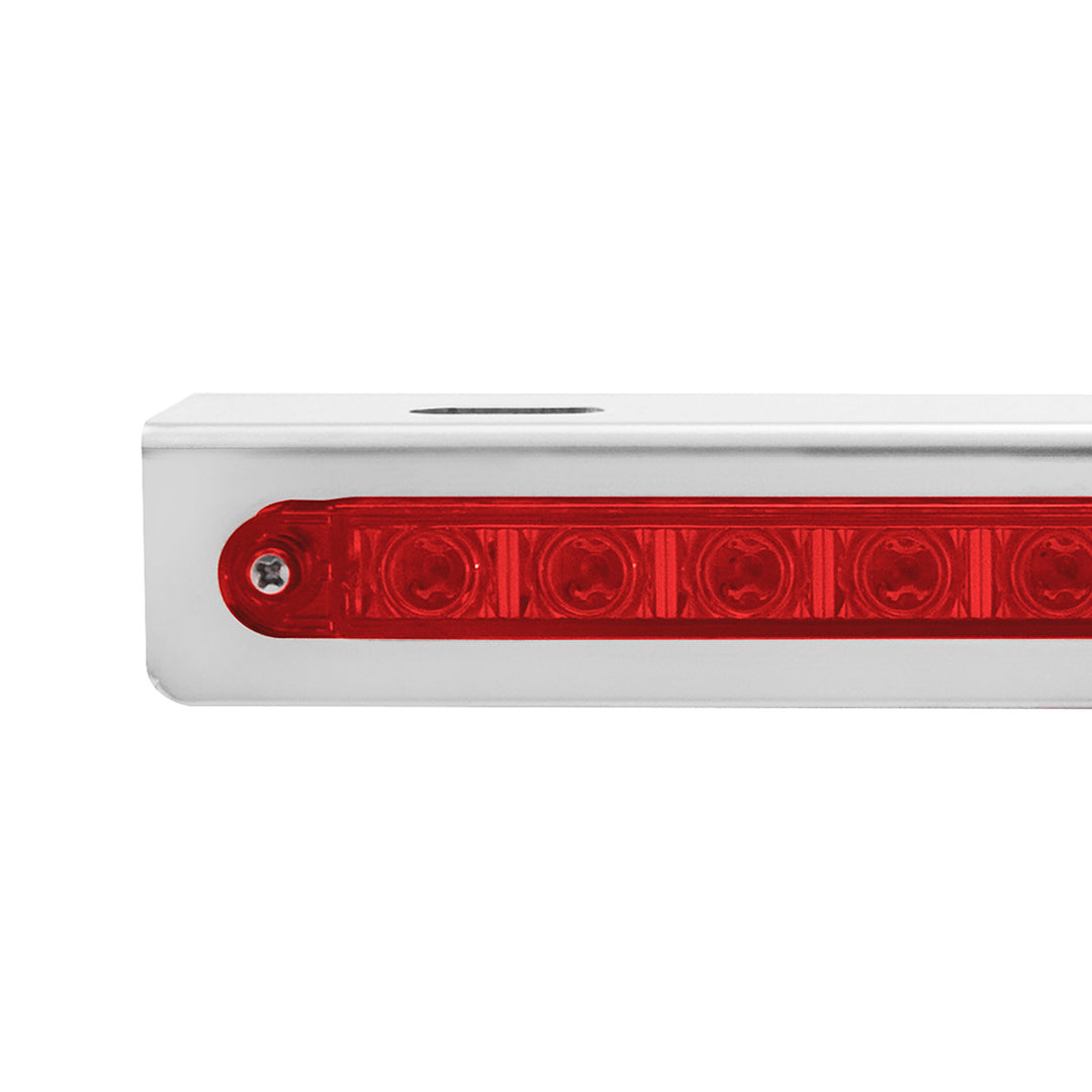 Stainless Light Bracket With 14 LED 12" Sequential Light Bar (Left to Right) - Red LED/Red Lens