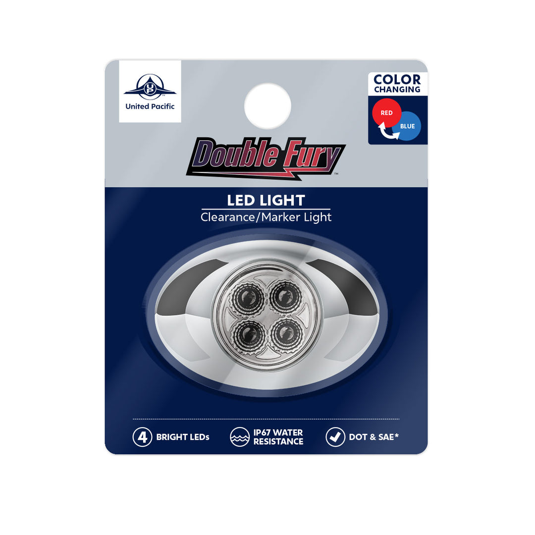 4 LED Double Fury Light (Clearance/Marker) - Red &amp; Blue LED/Clear Lens