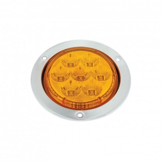 7 LED 4" Stainless Steel Flange Turn Signal Light - Amber LED/Amber Lens