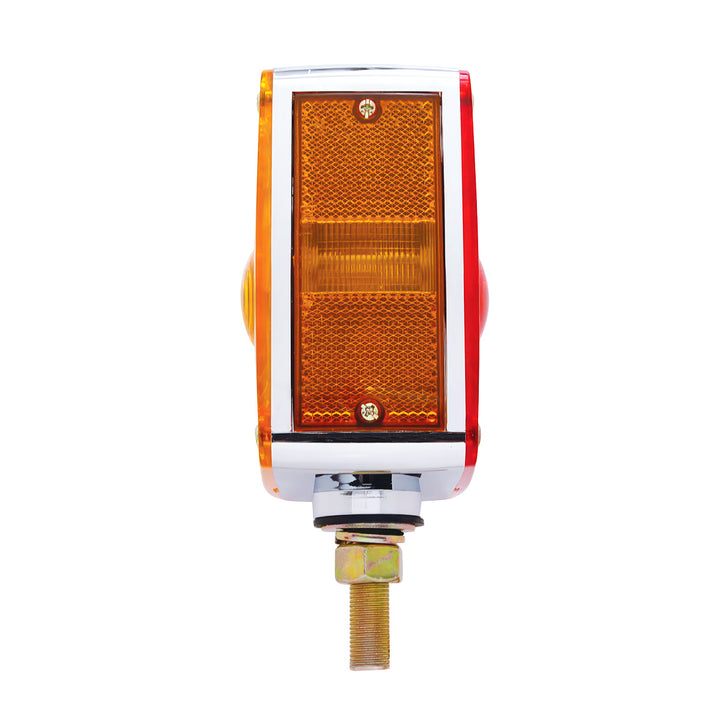 Square Double Face Turn Signal Light With Single Stud - Amber &amp; Red Lens