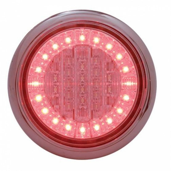 38 LED Euro Style Flange Mount Light (Stop, Turn &amp; Tail) - White LED/Red LED/Clear Lens (Bulk)