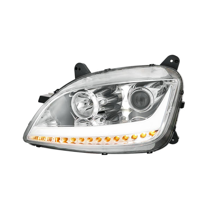 Chrome Projection Headlight With LED Position Light &amp; Sequential Signal For 2012-2021 Peterbilt 579 - Driver