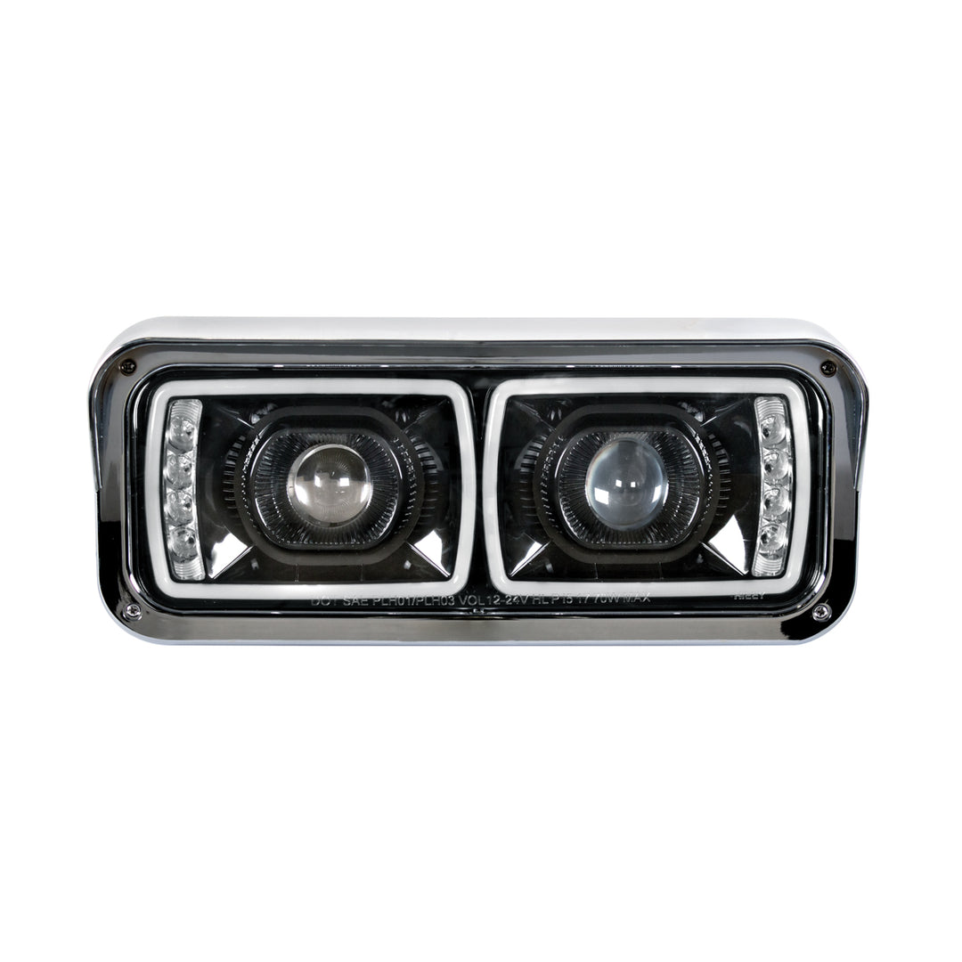 High Power LED "Blackout" Projection Headlight With LED Turn Signal &amp; Position Light Bar - Passenger