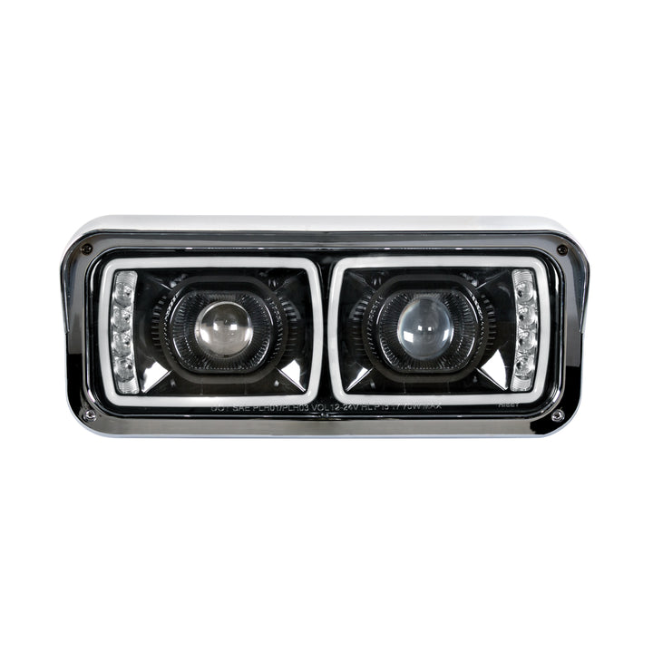 High Power LED "Blackout" Projection Headlight With LED Turn Signal &amp; Position Light Bar - Passenger