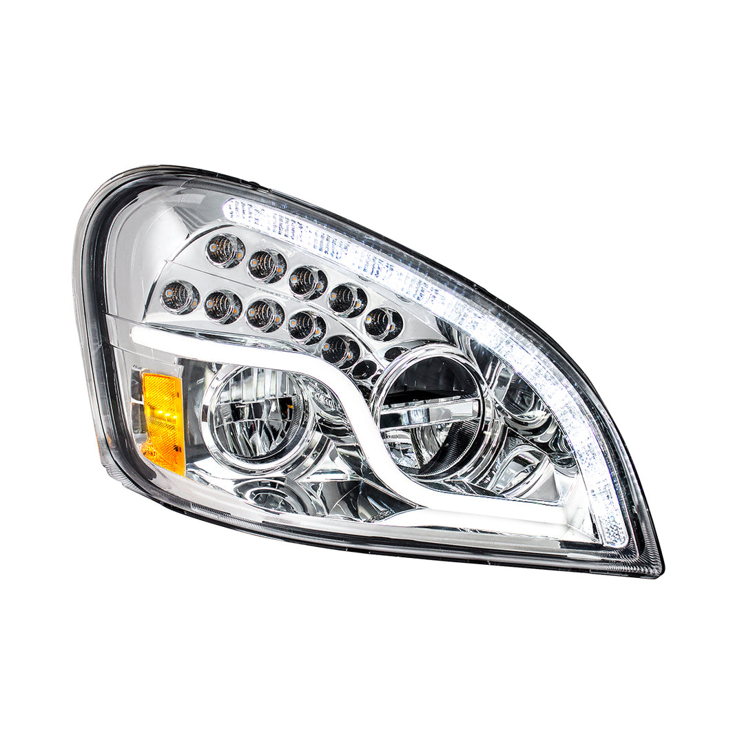 High Power LED Chrome Headlight With LED DRL &amp; LED Turn Signal For 2008-2017 FL Cascadia - Passenger
