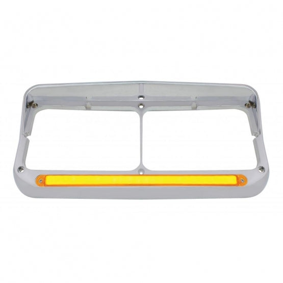 24 LED Rectangular Dual Headlight Bezel With Visor &amp; GloLight - Amber LED/Amber Lens
