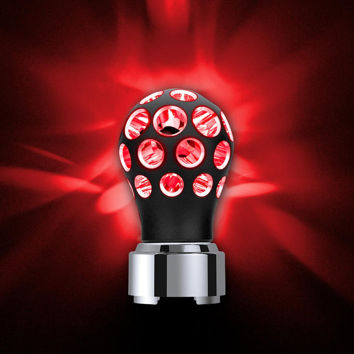 Thread-On Matte Black Phoenix Style Ball Gearshift Knob With LED 9/10 Speed Adapter - Red LED