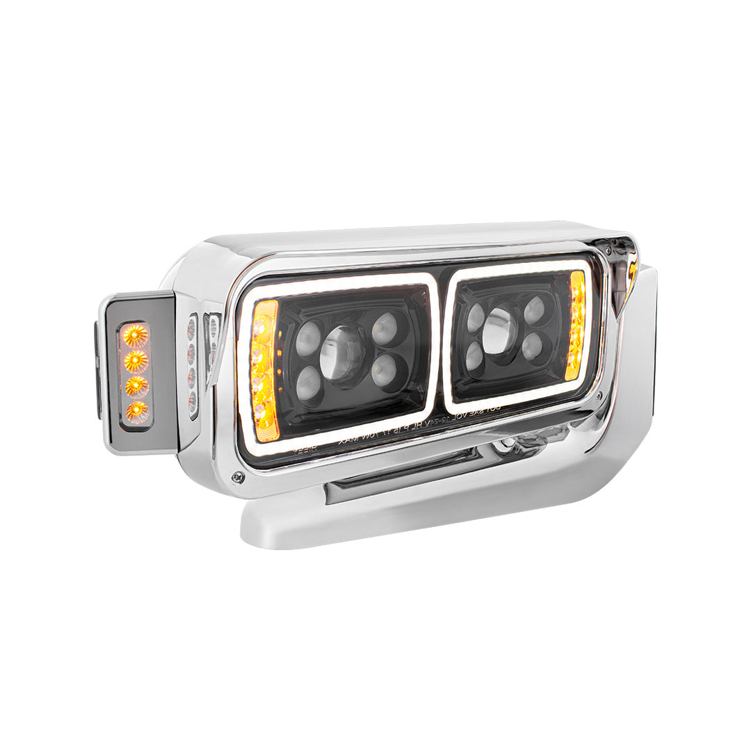 10 High Power LED "Blackout" Projection Headlight Assembly W/Mounting Arm &amp; Turn Signal Side Pod - Passenger Side