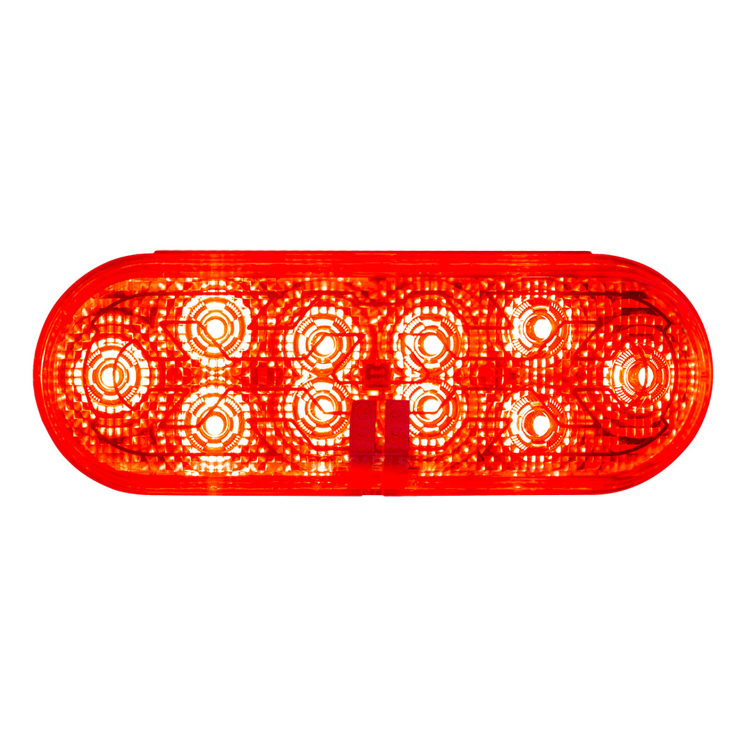 10 LED 6" Oval Light (Stop, Turn &amp; Tail) With Heated Lens - Red LED/Red Lens