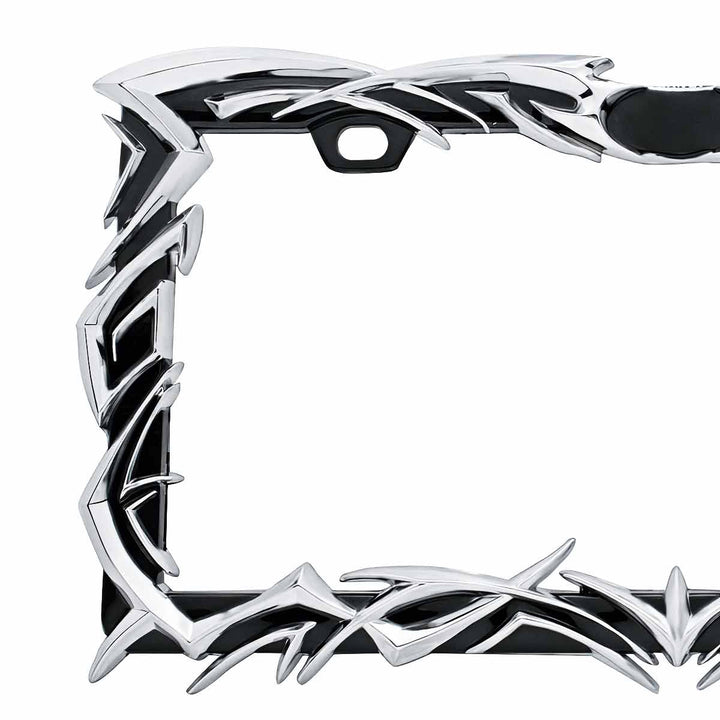 Tribal Flame License Plate Frame - Chrome