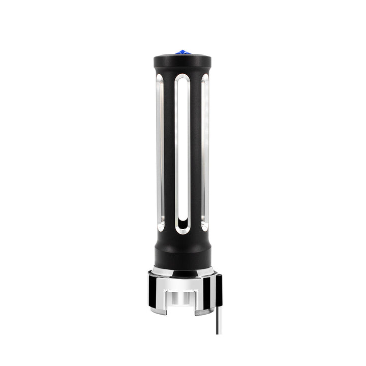 Thread-On Matte Black Sonoma Style Gearshift Knob With LED 13/15/18 Speed Adapter - Blue Crystal/Blue LED