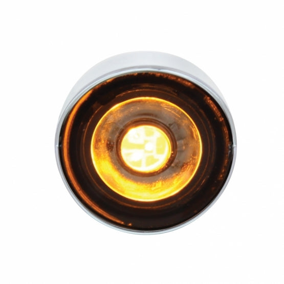 Stainless Steel Front Air Cleaner Bracket With 22 x 3 Amber LED 3/4" Mini Lights &amp; Visors For Peterbilt - Clear Lens